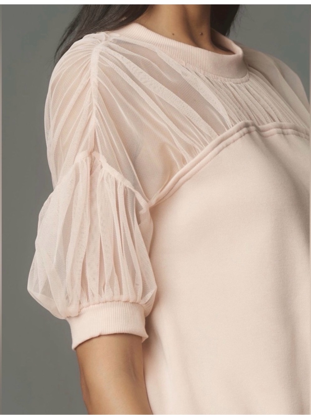Anthropologie Maeve Sheer insert Pink Pullover Top - Picture 4 of 13